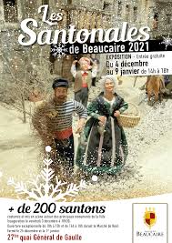 Du 4 décembre 2021 au 9 janvier 2022, exposition "Les Santonales" à Beaucaire. Plus de 200 santons costumés sont à découvrir dans cette exposition qui fait rêver petits et grands. Plus de 200 santons costumés et mis en scène autour des principaux monuments de la ville de Beaucaire. La salle d'exposition se trouve sur les Quais de Beaucaire.