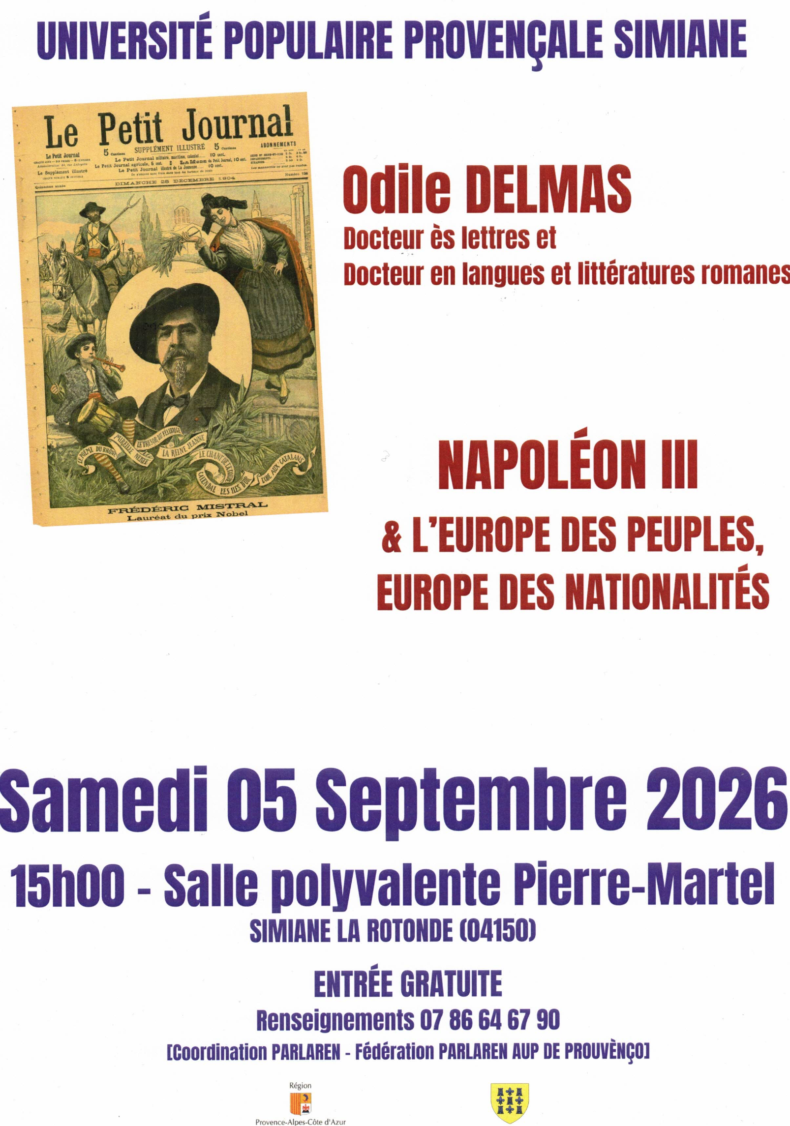 Affiche de la conférence Napoléon III et l'Europe des peuples, 5 septembre 2026
